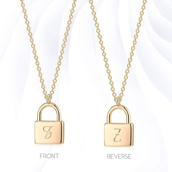 Handmade 18K Gold Padlock Necklace - Stylish, Personalized Jewelry for Women - Picture 2 of 7